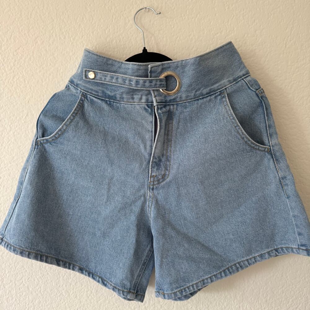 Sewing Korea Premium Denim Shorts High Waisted Light Wash Blue Women's Size M